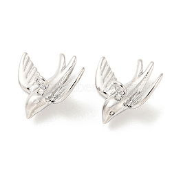 Brass Charms, Bird, Real Platinum Plated, 6.5x13x13.5mm, Hole: 1.5mm(KK-Q809-07P)