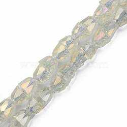 Electroplate Transparent Glass Beads Strands, Faceted, Bell, Light Goldenrod Yellow, 8x7mm, Hole: 1mm, about 94~100pcs/strand, 25.20 inch(64cm)(EGLA-N002-35-C03)