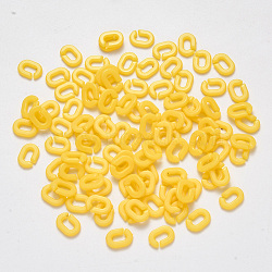 Opaque Acrylic Linking Rings, Quick Link Connectors, For Cable Chains Making, Oval, Yellow, 9x6.5x2mm, Inner Diameter: 5mm(SACR-N007-26B)