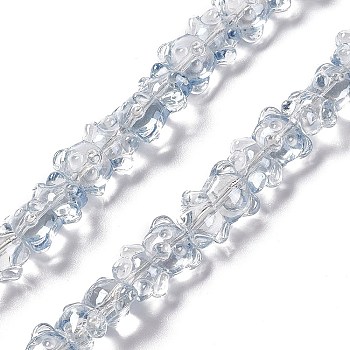 Electroplate Glass Beads Strands, Pearl Luster Plated, Bear, Light Steel Blue, 15x12x8.5mm, Hole: 1mm, about 44pcs/strand, 25.20 inch(64cm)