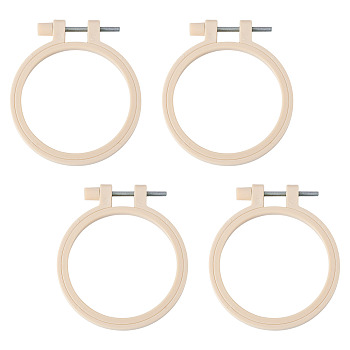 Plastic Imitation Bamboo Cross Stitch Embroidery Hoops, Sewing Tools Accessory, Round, PapayaWhip, 80mm, Inner Diameter: 72mm, 4pcs/set