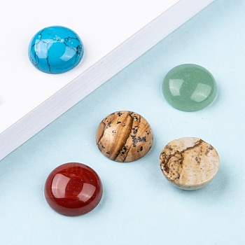 Natural Gemstone Cabochons, Half Round/Dome, Mixed Stone, 15x5mm