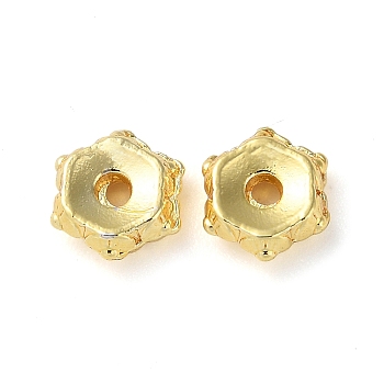 Rack Plating Brass Beads, Long-Lasting Plated, Lead Free & Cadmium Free, Hexagon, Golden, 6x5.5x2mm, Hole: 1mm