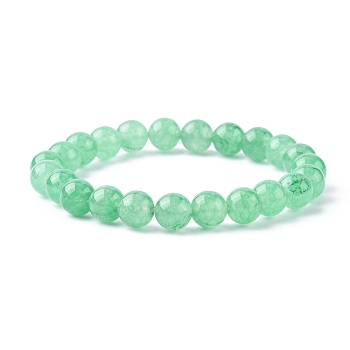 Dyed Natural Green Aventurine Beads Stretch Bracelets, Round, 53mm, Bead: 8mm in diameter