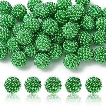 Imitation Pearl Acrylic Beads, Berry Beads, Combined Beads, Round, Lime Green, 12mm, Hole: 1.5mm