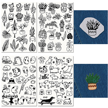 Non-Woven Embroidery Aid Drawing Sketch, Rectangle, Cat Shape, 297x210mmm, 4pcs/set