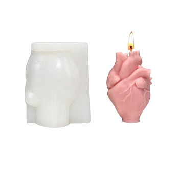 Heart(Organ) Shape DIY Candle Silicone Molds, for Scented Candle Making, Halloween Theme, White, 8.1x6.5x10.1cm
