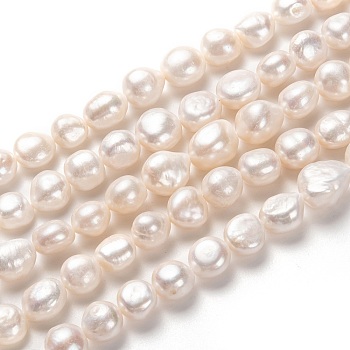 Natural Cultured Freshwater Pearl Beads Strands, Potato, White, 11~19x11~16mm, Hole: 0.8mm, about 29pcs/strand, 14.96 inch(38cm)