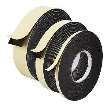 3 Roll 3 Style EVA Foam Adhesive Tapes, Anti-Collision Sponge Tapes, Black, 0.95~3.95x0.3~0.35cm, about 5m/roll, 1 roll/style