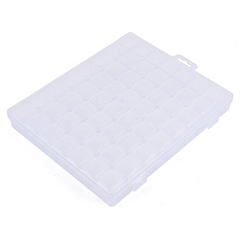Rectangle Polypropylene(PP) Bead Storage Containers, with Hinged Lid and 56 Grids, Each Row Has 8 Grids, for Jewelry Small Accessories, Clear, 21x17.5x2.7cm