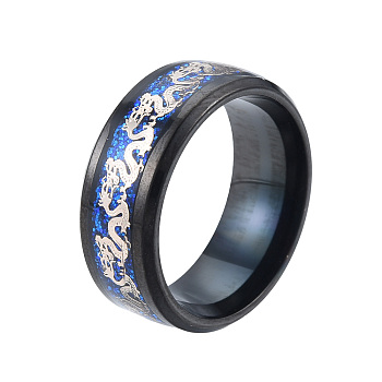 Bling Glitter 201 Stainless Steel Dragon Finger Ring for Women, Electrophoresis Black, Inner Diameter: 17mm