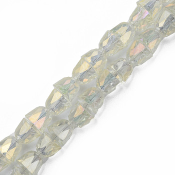Electroplate Transparent Glass Beads Strands, Faceted, Bell, Light Goldenrod Yellow, 8x7mm, Hole: 1mm, about 94~100pcs/strand, 25.20 inch(64cm)