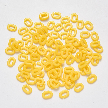 Opaque Acrylic Linking Rings, Quick Link Connectors, For Cable Chains Making, Oval, Yellow, 9x6.5x2mm, Inner Diameter: 5mm