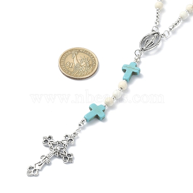 Synthetic Magnesite Rosary Bead Necklaces(NJEW-TA00122-01)-3