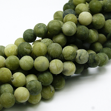 Round Frosted Natural TaiWan Jade Bead Strands(G-M248-8mm-02)-7