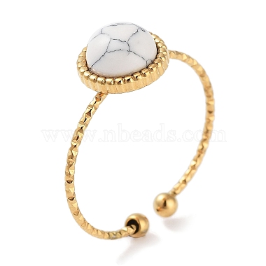 Flat Round Howlite Finger Rings