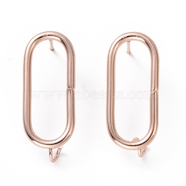 Real Rose Gold Plated Oval 201 Stainless Steel Stud Earring Findings