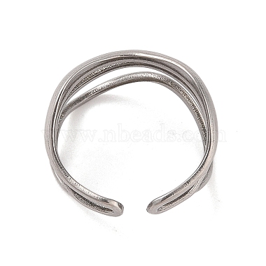 Non-Tarnish Wave 304 Stainless Steel Cuff Rings for Women(RJEW-G322-08P)-3