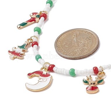 Christmas Tree & Candy Cane & Moon & Deer Alloy Pendant Necklace(NJEW-JN04301)-2