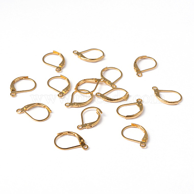 Golden Plated Brass Leverback Earring Findings(X-EC223-G)-3