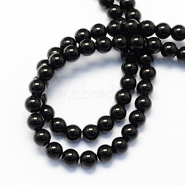 Round Natural Black Onyx Beads Strands(G-S119-8mm)-2