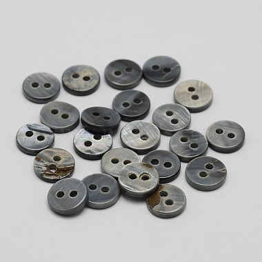 11mm Gray Flat Round Shell 2-Hole Button
