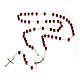 Cruz 304 de collares de abalorios del rosario de acero inoxidable(NJEW-L414-37B)-1