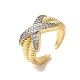 Brass Micro Pave Cubic Zirconia Cuff Rings for Women(RJEW-G325-11C-GP)-1