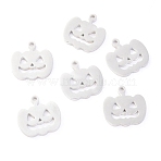 Non-Tarnish 304 Stainless Steel Charms, Laser Cut, for Halloween, Jack-O-Lantern, Stainless Steel Color, 12x11.5x1.1mm, Hole: 1.2mm(STAS-O142-31P)