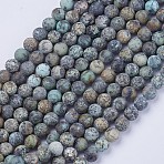 Natural African Turquoise(Jasper) Beads Strands, Frosted, Round, 4mm, Hole: 1mm, about 91pcs/strand, 14.9 inch(G-D809-01-4mm)