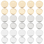 90Pcs 6 Style 304 Stainless Steel Charms, Stamping Blank Tag, Flat Round, Mixed Color, 8~10.5x0.8mm, Hole: 1.2mm(STAS-DC0012-51)