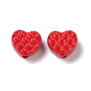Spray Painted Alloy Beads, Heart, Red, 8.5x10x5mm, Hole: 1.8mm(PALLOY-H134-48)