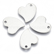 201 Stainless Steel Charms, Laser Cut, Stamping Blank Tag, Heart, Stainless Steel Color, 12.5x13x0.8mm, Hole: 1.4mm(STAS-R116-014)