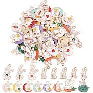 CHGCRAFT 64Pcs 16 Style Alloy Enamel Pendants, Light Gold, Rabbit with Cabbage & Carrot & Leaf, Mixed Color, 18~25x10~20x1~1.5mm, Hole: 1.2~1.8mm, 4pcs/style (ENAM-CA0001-33)