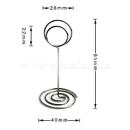 Carbon Steel Name Card Holder, Photo Memo Holders, with Swirl Wire Clip, for Desktop, Party Decoration, Circle, Platinum, 28~40x85mm(AJEW-WH0176-07P)