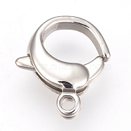 304 Stainless Steel Lobster Claw Clasps, Stainless Steel Color, 12x10.5x3mm, Hole: 1.5mm(STAS-I082-16P-01)