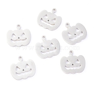 304 Stainless Steel Charms, Laser Cut, for Halloween, Jack-O-Lantern, Stainless Steel Color, 12x11.5x1.1mm, Hole: 1.2mm(STAS-O142-31P)