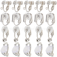 32Pcs 4 Style Brass Clip-on Earring Converters Findings, Flat Round Earring Settings, with 32Pcs Silicone Pads, Platinum, 15.5~19x6~14x3~9mm, Hole: 0.6~1.6mm, 4Pcs/style(KK-SP0001-28P)