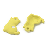 Spray Printed Alloy Pendants, Cat Charm, Yellow, 15.5x11.5x2.5mm, Hole: 1.5mm(FIND-TAC0002-071A)