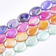 Freshwater Shell Beads Strands, AB Color, Dyed, Oval, Mixed Color, 18~20x13~15x4~5mm, Hole: 1mm, about 20pcs/strand, 15.7 inch(SSHEL-T007-18)