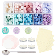 CRASPIRE DIY Scrapbook Making Kits, Including Sealing Wax Particles, Porcelain Cup Coasters, Stainless Steel Wax Sticks Melting Spoon, Candle and Label Stickers, Mixed Color, 9mm, 10 colors, 30pcs/color, 300pcs,(DIY-CP0005-21)