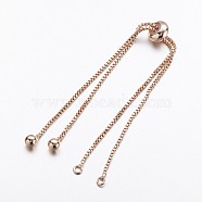 Brass Box Chain Bracelet Making, Slider Bracelets Making, Cadmium Free & Nickel Free & Lead Free, Rose Gold, Single Chain Length: about 115~120mm(KK-G291-01RG-NR)