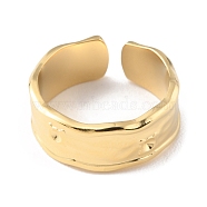 304 Stainless Steel Open Cuff Rings, Real 14K Gold Plated, Inner Diameter: 17mm(RJEW-D002-31G)