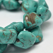 Dyed Natural Magnesite Bead Strands, Nugget, Light Sea Green, 19~45x22~55mm, Hole: 1mm, about 44~100pcs/1000g(G-M139-11-C)