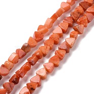 Natural Calcite Beads Strands, Dyed, Triangle, Orange Red, 5.5x6x3.5mm, Hole: 0.8mm, about 81pcs/strand, 15.94 inch(40.5cm)(G-G852-01G)