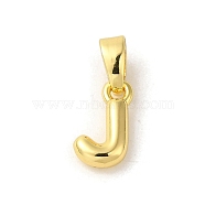 Rack Plating Brass Charms, Real 18K Gold Plated, Long-Lasting Plated, Cadmium Free & Lead Free, Letter J, 9.5x5.5x2mm, Hole: 5x2.5mm(KK-C053-04G-J)