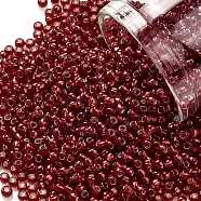 TOHO Round Seed Beads, Japanese Seed Beads, (25C) Silver Lined Ruby, 11/0, 2.2mm, Hole: 0.8mm, about 50000pcs/pound(SEED-TR11-0025C)