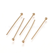 304 Stainless Steel Ball Head Pins, Real 24k Gold Plated, 22x0.6mm, 22 Gauge, Head: 1.8mm(STAS-L238-007E-G)
