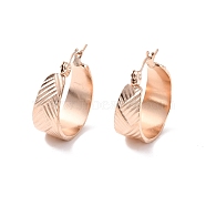 Ion Plating(IP) 304 Stainless Steel Thick Hoop Earrings for Women, Rose Gold, 22x19.5x8mm, Pin: 0.5mm(EJEW-P198-04RG)