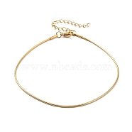 Ion Plating(IP) 304 Stainless Steel Round Snake Chains Bracelets, Real 18K Gold Plated, 9 inch(22.7cm), 1mm Wide(BJEW-K240-02G)